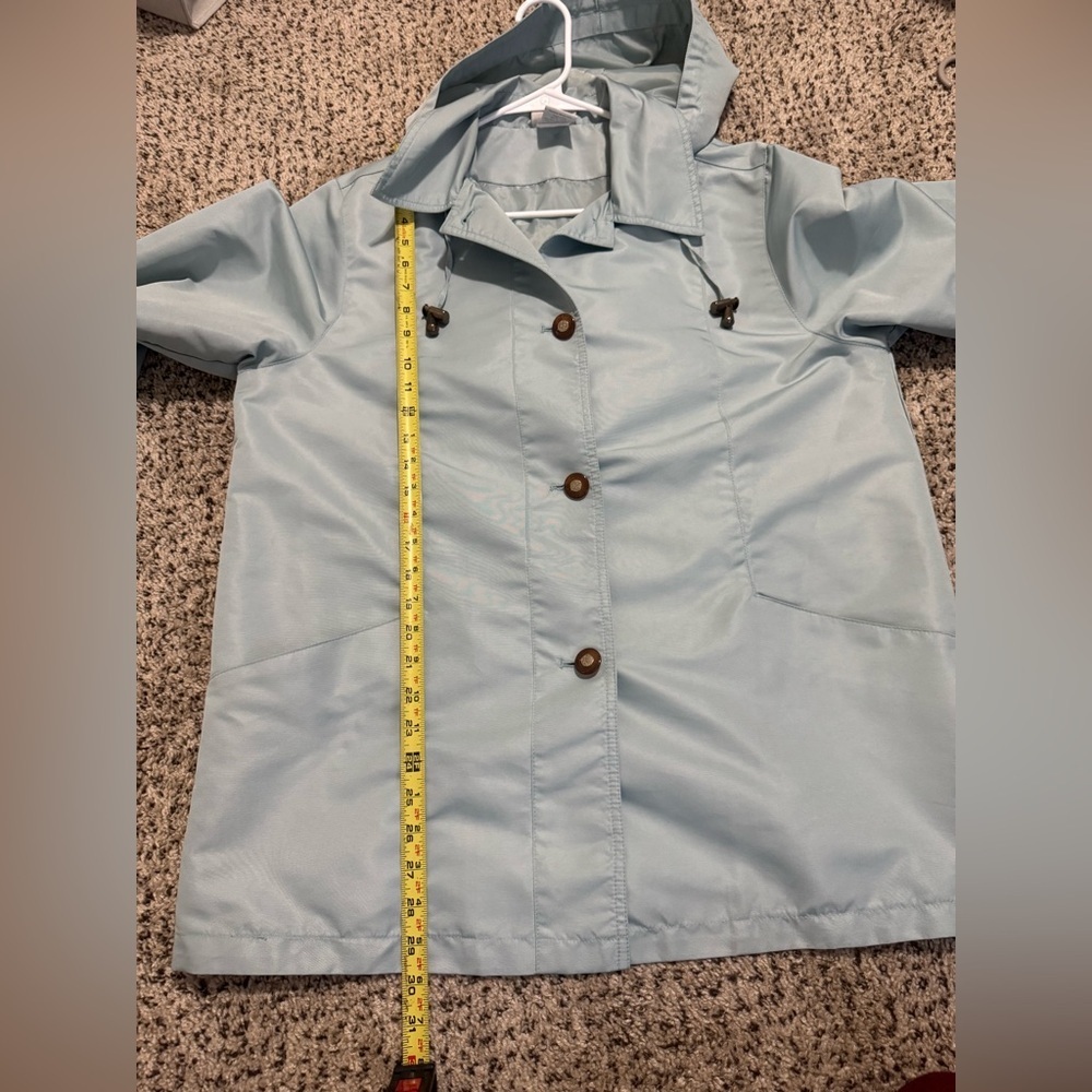 Vintage Blair Women's Light Blue Hooded trench Jacket size medium - Picture 9 of 9